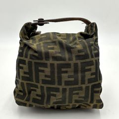FENDI フェンディ ズッカ柄 ミニバッグ ポーチ チェーン Y2K フェンディ ミニポーチ ズッカ柄 化粧ポーチ 小物入 ブラウン ナイロン