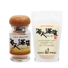 【まとめ買い】蒲刈物産 海人の藻塩 卓上瓶・詰め替えｾｯﾄ(卓上瓶 40g、ｽﾀﾝﾄﾞﾊﾟｯｸ100g)のサムネイル