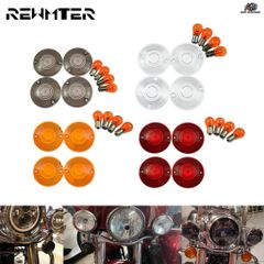 オートバイ用ウインカーレンズカバー + アンバーバルブ 4個セット スモーク/クリア/オレンジ ハーレーツーリング エレクトラ グライド ロー