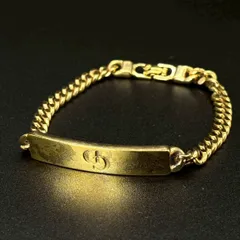 【静かに光を操る】　Christian Dior　チェーンブレスレット ロゴプレート 喜平 Y2K　ゴールド