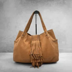 TRES トレ ヌバック スエード レザー トートバッグ フリンジ タッセル スタッズ boho archive y2k grunge hobo hippie vintage leather bag shoulder bag 2809のサムネイル