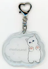 【中古】キーホルダー ホワイト ぷっくり にゃんこチャーム 「一番くじ mofusand にゃんこたちとパジャマパーティー」 F賞