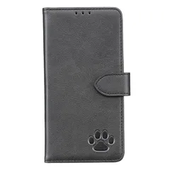 【新品】 case for iPhone 15 pro max ケース アイホン15 プロ マックス カバー アイフォン15 プロ マックスケース 手帳型 猫 肉球の跡 マグネット開閉式 カードポケット付き 横開きスタンド 財布型 全面保護 (M1-黒, に適