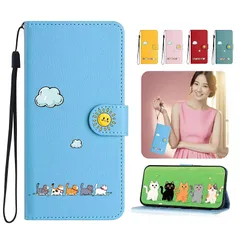 【新品】 FALUWONRU アイホン14 ケース 手帳型 高級本革レザー タンド機能&カード収納 スロット付き 耐衝撃 保護ケース 可愛い猫柄 スマホケース (iPhone 13 ケース手帳型/あいふおん14ケース 対応) 軽量 マグネット式 スマホカバー 