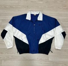 90sNIKEナイロンジャケット紺白ビッグスウッシュ銀タグ白タグUSA古着