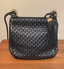 SAZABY サザビー ショルダーバッグ 編み込み レザー ブラック - メルカリ