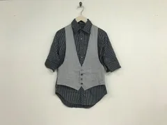 美品本物バッファローボブズBUFFALOBOBSコットンポリストライプ柄ベスト付き半袖シャツメンズサーフワークアメカジミリタリービジネススーツモードゴルフドレスストリートスケーター黒ブラックラメ1Sのサムネイル