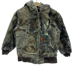 【中古】　Carhartt　アクティブジャケット　フード　フルジップ　迷彩　カモフラ　ダック地　ワンポイント　アメカジ　キッズ　古着　/5498のサムネイル