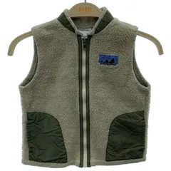 【中古】　Patagonia　ボアベスト　レイヤード　ハイネック　フルジップ　無地　ワンポイント　アウトドア　キッズ　古着　/5498