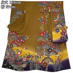 #J754 振袖 琉球紅型 浜ちりめん 正絹 身丈164cm 67cm 着物 J754 振袖 琉球紅型 浜ちりめん 正絹 身丈164cm 67cm 着物 - メルカリ