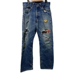 D748 超極太 W34 刺繍デニム フェード y2k B系 ヒップホップ XL - メルカリ