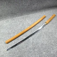 訳あり】模造刀 模擬刀 大刀 全長約100cm 白鞘 三本杉刃文 木製鞘 ヒビ