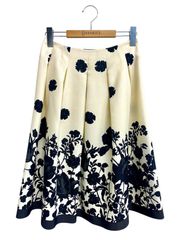 美品 M'S GRACY エムズグレイシー 花柄スカート 38 リボン ベージュ