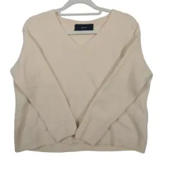 SHIPS シップス ニット カシミヤ×ウール セーター 長袖 Vネック プルオーバー カットソー トップス アイボリー レディース 【中古】