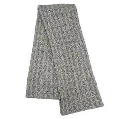 美品◇CHANEL シャネル 17B カシミヤ シルク ココマーク装飾付き マフラー ストール グレー イタリア製 レディース オススメ◎