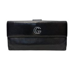 希少 オールドグッチ フラップ 長財布 ブラック GG柄 ヴィンテージ