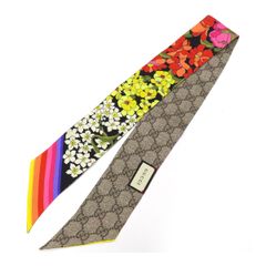 極美品】グッチ GUCCI ネックボウ GGフローラ プリント シルク リボン