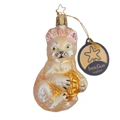 INGE-GLAS Vintage ドイツ製　毛糸玉で遊ぶネコ　ガラスオーナメント　クリスマスオーナメント　ヴィンテージ  ビンテージのサムネイル
