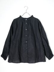 新品☆今期　ネストローブ　先染めリネンフリルカラーブラウス nest Robe 先染めリネンフリルカラーブラウス ピンストライプ - メルカリ