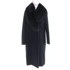 極美品△FENDI フェンディ FF8677 ウール100％ FOX フォックスファー ロング チェスターコート 裏地シルク100％ ブラック 40 ハンガー・ガーメント付き 正規品 レディースのサムネイル