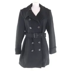 未使用品★BURBERRY バーバリー 3965631 カシミヤ混 ロゴボタン付 裏地ノバチェック柄使い ダブルブレスト コート ブラック 44 正規品 レディース