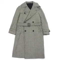 未使用品▼TAGLIATORE タリアトーレ ウール100% 千鳥格子柄 レザー使い ベルト付き ロング トレンチコート ブラック 48 イタリア製 メンズのサムネイル