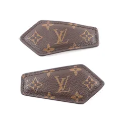 良品★LOUIS VUITTON ルイヴィトン M01443 バックステージMNG モノグラム 2個セット レザー ヘアピン バレッタ ブラウン 保存袋付き イタリア製 レディースのサムネイル