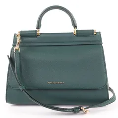 未使用品☆DOLCE&GABBANA ドルチェ＆ガッバーナ シシリーソフト スモール レザー 2WAY ショルダー ハンドバッグ グリーン 保存袋付き イタリア製 レディースのサムネイル