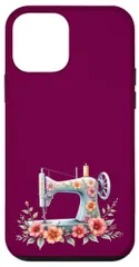 iPhone 12 mini かわいい花柄ミシン スマホケース