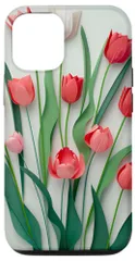 iPhone 12/12 Pro ミニマルなチューリップの花束 かわいい花柄 スマホケース