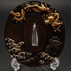刀鍔 龍図 鍔立付 XG151 鍔 銅地 細工 金銀メッキ 日本刀装具 - メルカリ