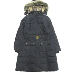 良品 Barbour バブアー Belton Quilted Jacket ベルトン キルト コート ジャケット ブルゾン フード 中綿 UK12 ネイビー レディース 古着 中古 USEDのサムネイル