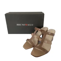 良品 BRUNOMAGLI ブルーノマリ パイソンレザー サンダル 35 ベージュ レディース 古着 中古 USEDのサムネイル