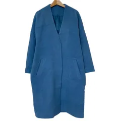 美品 Mila Owen ミラオーウェン ノーカラー Vネック オーバーサイズコート F ライトブルー レディース 古着 中古 USED