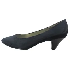 良品 YVES SAINT LAURENT イヴサンローラン パンプス ポインテッドトゥ ミドルヒール シューズ 36 ネイビー レディース 古着 中古 USED