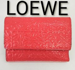 LOEWE ロエベ アナグラムリピート 二つ折り財布 赤 AW28 - メルカリ