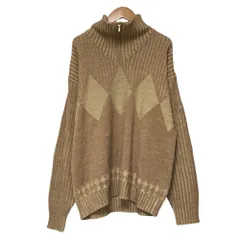 美品 dunhill ダンヒル ハイネック ハーフジップ ウール リブニット セーター L ベージュ ブラウン メンズ 古着 中古 USEDのサムネイル