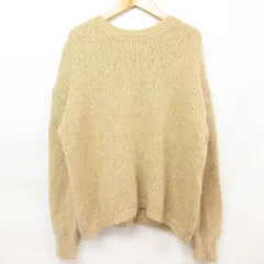 美品 1er Arrondissement プルミエアロンディスモン モヘヤラメリリヤーン クルーネックニット セーター ベージュ レディース 古着 中古 USEDのサムネイル