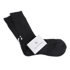 ワイズY's × CHICSTOCKS (シックストックス) ロゴ織りハイソックス 黒1のサムネイル