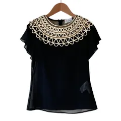 美品 REDValentino レッドヴァレンティノ レース装飾 シアー ブラウス 38 ブラック レディース 古着 中古 USEDのサムネイル