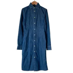 美品 Polo Ralph Lauren ポロラルフローレン ロングスリーブ デニムシャツワンピース 0 インディゴ レディース 古着 中古 USED