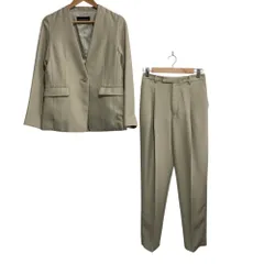 美品 URBAN RESEARCH アーバンリサーチ ノーカラージャケット スラックス セットアップ スーツ サイズ38 ベージュ レディース 古着 中古 USEDのサムネイル