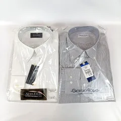 新品未使用 長袖 ワイシャツ M 2点セット NEWS EXCEL 白 無地 Giorgio Rosati グレー系 チェック柄 洋服の青山 ビジネスシャツ カッターシャツ Yシャツのサムネイル