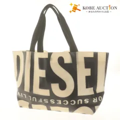 ■ ディーゼル DIESEL トートバッグ 鞄 ハンド ビニールバッグ ロゴ柄 レディース メンズ アイボリー 黒のサムネイル