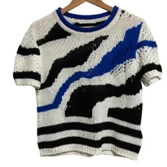 美品 Ermanno Scervino エルマノシェルビーノ ショートスリーブニット サイズ42 ブルー ホワイト ブラック レディース 古着 中古 USEDのサムネイル