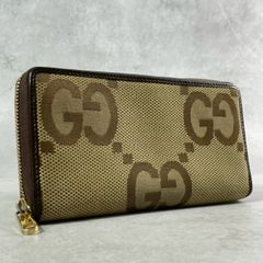 未使用に近い グッチ 長財布 ジャンボGG ラウンドジップ ユニセックス 