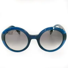 美品 Alexander McQueen アレキサンダーマックイーン セルフレーム オーバルサングラス アイウェア AM0002S 51□24-140 ブルー レディース 古着 中古 USEDのサムネイル