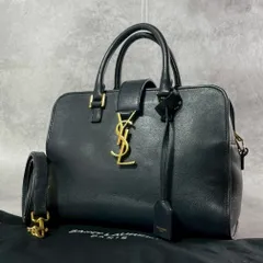 美品 SAINT LAURENT サンローラン ベイビーカバス ハンドバッグ 2way ショルダー 肩掛け 斜めがけ カサンドラ ゴールド金具 レザー ネイビー メンズ レディース ユニセックスのサムネイル