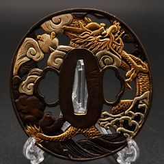 刀鍔 海浪図 鍔立付 XG66 鍔 銅地 細工 金銀メッキ 日本刀装具 - メルカリ