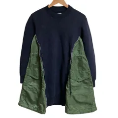 sacai サカイ Sponge Sweat x Nylon Twill Dress ドッキングワンピース SCW-078 サイズ3 ネイビー  レディース 古着 中古 USEDのサムネイル